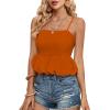 imageLYANER Womens Spaghetti Strap Ruffle Hem Sleeveless Cami Tank Top BlousesDark Orange