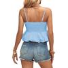 imageLYANER Womens Spaghetti Strap Ruffle Hem Sleeveless Cami Tank Top BlousesLight Blue