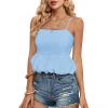 imageLYANER Womens Spaghetti Strap Ruffle Hem Sleeveless Cami Tank Top BlousesLight Blue
