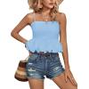 imageLYANER Womens Spaghetti Strap Ruffle Hem Sleeveless Cami Tank Top BlousesLight Blue