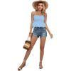 imageLYANER Womens Spaghetti Strap Ruffle Hem Sleeveless Cami Tank Top BlousesLight Blue