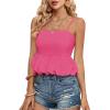 imageLYANER Womens Spaghetti Strap Ruffle Hem Sleeveless Cami Tank Top BlousesRose