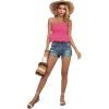 imageLYANER Womens Spaghetti Strap Ruffle Hem Sleeveless Cami Tank Top BlousesRose
