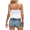 imageLYANER Womens Spaghetti Strap Ruffle Hem Sleeveless Cami Tank Top BlousesWhite
