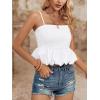 imageLYANER Womens Spaghetti Strap Ruffle Hem Sleeveless Cami Tank Top BlousesWhite