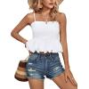 imageLYANER Womens Spaghetti Strap Ruffle Hem Sleeveless Cami Tank Top BlousesWhite