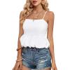imageLYANER Womens Spaghetti Strap Ruffle Hem Sleeveless Cami Tank Top BlousesWhite