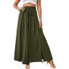 imageLYANER Womens Tie Front High Waist Side Split Slit Flowy Wide Leg Pleated Pant with BeltArmy Green