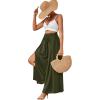imageLYANER Womens Tie Front High Waist Side Split Slit Flowy Wide Leg Pleated Pant with BeltArmy Green