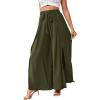 imageLYANER Womens Tie Front High Waist Side Split Slit Flowy Wide Leg Pleated Pant with BeltArmy Green