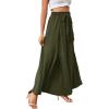 imageLYANER Womens Tie Front High Waist Side Split Slit Flowy Wide Leg Pleated Pant with BeltArmy Green