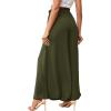 imageLYANER Womens Tie Front High Waist Side Split Slit Flowy Wide Leg Pleated Pant with BeltArmy Green