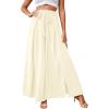 imageLYANER Womens Tie Front High Waist Side Split Slit Flowy Wide Leg Pleated Pant with BeltBeige