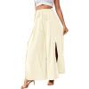 imageLYANER Womens Tie Front High Waist Side Split Slit Flowy Wide Leg Pleated Pant with BeltBeige