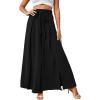 imageLYANER Womens Tie Front High Waist Side Split Slit Flowy Wide Leg Pleated Pant with BeltBlack