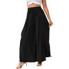 imageLYANER Womens Tie Front High Waist Side Split Slit Flowy Wide Leg Pleated Pant with BeltBlack