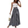 imageLYANER Womens Tie Front High Waist Side Split Slit Flowy Wide Leg Pleated Pant with BeltBlack Stripe