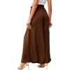 imageLYANER Womens Tie Front High Waist Side Split Slit Flowy Wide Leg Pleated Pant with BeltBrown