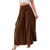 imageLYANER Womens Tie Front High Waist Side Split Slit Flowy Wide Leg Pleated Pant with BeltBrown