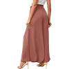 imageLYANER Womens Tie Front High Waist Side Split Slit Flowy Wide Leg Pleated Pant with BeltCoral Red