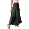 imageLYANER Womens Tie Front High Waist Side Split Slit Flowy Wide Leg Pleated Pant with BeltDark Gray