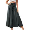 imageLYANER Womens Tie Front High Waist Side Split Slit Flowy Wide Leg Pleated Pant with BeltDark Gray