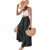 imageLYANER Womens Tie Front High Waist Side Split Slit Flowy Wide Leg Pleated Pant with BeltDark Gray