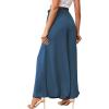 imageLYANER Womens Tie Front High Waist Side Split Slit Flowy Wide Leg Pleated Pant with BeltDusty Blue