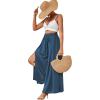 imageLYANER Womens Tie Front High Waist Side Split Slit Flowy Wide Leg Pleated Pant with BeltDusty Blue