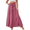 imageLYANER Womens Tie Front High Waist Side Split Slit Flowy Wide Leg Pleated Pant with BeltDusty Pink