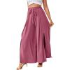 imageLYANER Womens Tie Front High Waist Side Split Slit Flowy Wide Leg Pleated Pant with BeltDusty Pink