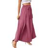 imageLYANER Womens Tie Front High Waist Side Split Slit Flowy Wide Leg Pleated Pant with BeltDusty Pink