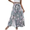 imageLYANER Womens Tie Front High Waist Side Split Slit Flowy Wide Leg Pleated Pant with BeltFlower