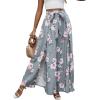 imageLYANER Womens Tie Front High Waist Side Split Slit Flowy Wide Leg Pleated Pant with BeltFlower