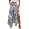 imageLYANER Womens Tie Front High Waist Side Split Slit Flowy Wide Leg Pleated Pant with BeltFlower