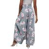 imageLYANER Womens Tie Front High Waist Side Split Slit Flowy Wide Leg Pleated Pant with BeltFlower