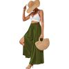 imageLYANER Womens Tie Front High Waist Side Split Slit Flowy Wide Leg Pleated Pant with BeltGreen