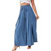 imageLYANER Womens Tie Front High Waist Side Split Slit Flowy Wide Leg Pleated Pant with BeltLake Blue