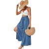 imageLYANER Womens Tie Front High Waist Side Split Slit Flowy Wide Leg Pleated Pant with BeltLake Blue