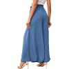 imageLYANER Womens Tie Front High Waist Side Split Slit Flowy Wide Leg Pleated Pant with BeltLake Blue