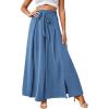 imageLYANER Womens Tie Front High Waist Side Split Slit Flowy Wide Leg Pleated Pant with BeltLake Blue