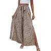 imageLYANER Womens Tie Front High Waist Side Split Slit Flowy Wide Leg Pleated Pant with BeltLeopard