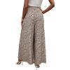 imageLYANER Womens Tie Front High Waist Side Split Slit Flowy Wide Leg Pleated Pant with BeltLeopard