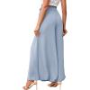 imageLYANER Womens Tie Front High Waist Side Split Slit Flowy Wide Leg Pleated Pant with BeltLight Blue