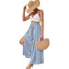 imageLYANER Womens Tie Front High Waist Side Split Slit Flowy Wide Leg Pleated Pant with BeltLight Blue
