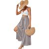 imageLYANER Womens Tie Front High Waist Side Split Slit Flowy Wide Leg Pleated Pant with BeltLight Gray