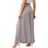 imageLYANER Womens Tie Front High Waist Side Split Slit Flowy Wide Leg Pleated Pant with BeltLight Gray