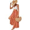 imageLYANER Womens Tie Front High Waist Side Split Slit Flowy Wide Leg Pleated Pant with BeltLight Orange