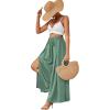 imageLYANER Womens Tie Front High Waist Side Split Slit Flowy Wide Leg Pleated Pant with BeltMint Green