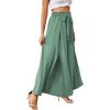 imageLYANER Womens Tie Front High Waist Side Split Slit Flowy Wide Leg Pleated Pant with BeltMint Green